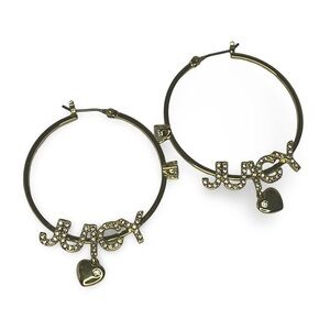 Vintage Juicy Couture Gold Tone Logo Hoop Earrings